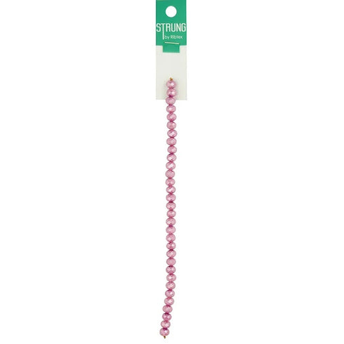 8mm Light Pink Colour Square Facet Strung Beads